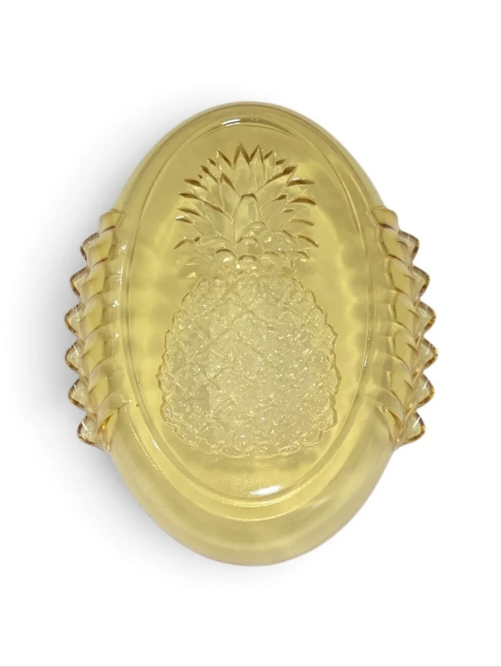Vintage Amber Glass Pineapple Serving Bowl - Decorative Home Dining Dish